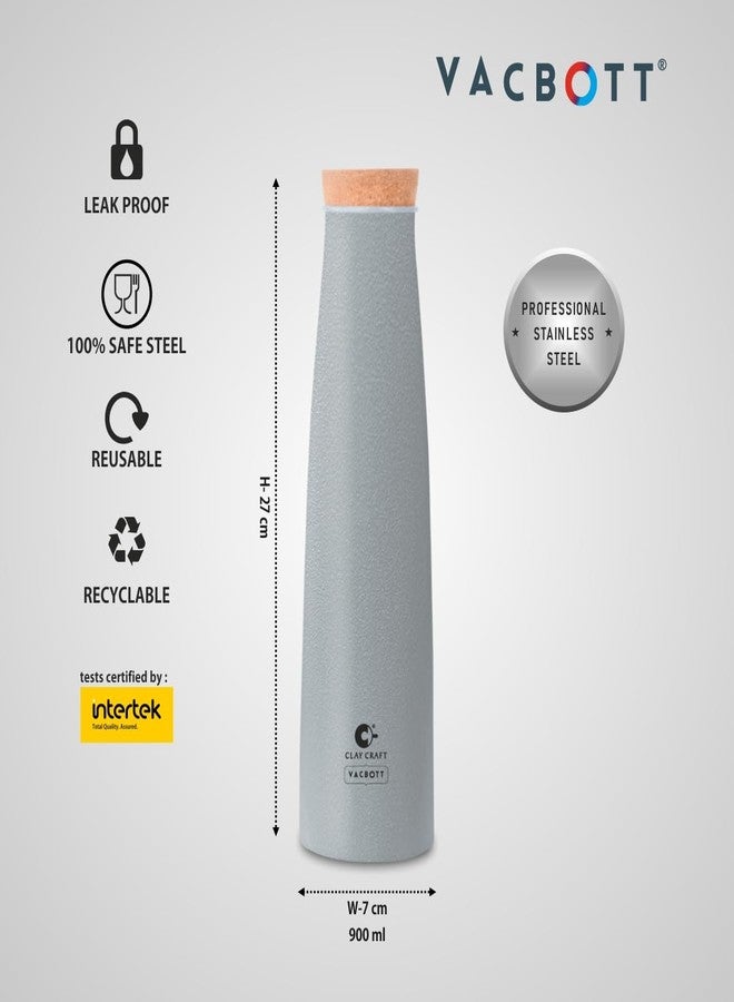 Clay Craft Vacbott Chariott Cork Single Walled Non Insulated Water Bottle, 900ml (Grey - 1 PC) Steel Water Bottles for School, Office, Home, Gym, Water Bottle for Men Leakproof, Rust free Steel Bottle - Image 5